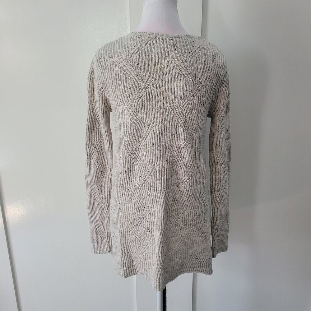 J.Jill Size XS Cream Speckled Sweater Long Pullover Cable‎ Stitch Relaxed Fit - Picture 3 of 9